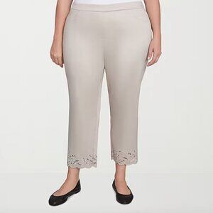 Alfred Dunner Coming Up Roses Womens Plus Straight Mid Rise Ankle Pant, Sz 16W